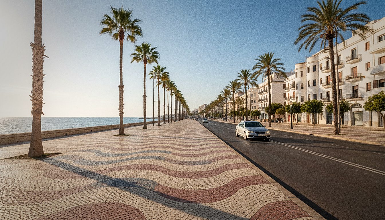 Front de mer et palmiers de l'Explanada à Alicante, destination pour une location de voiture sans caution