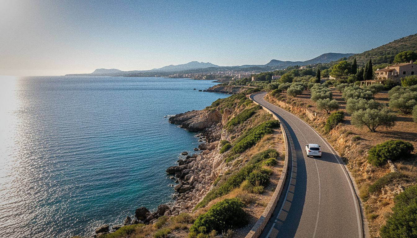 Route de bord de mer près de Palma de Majorque, pratique pour découvrir l'île en voiture de location