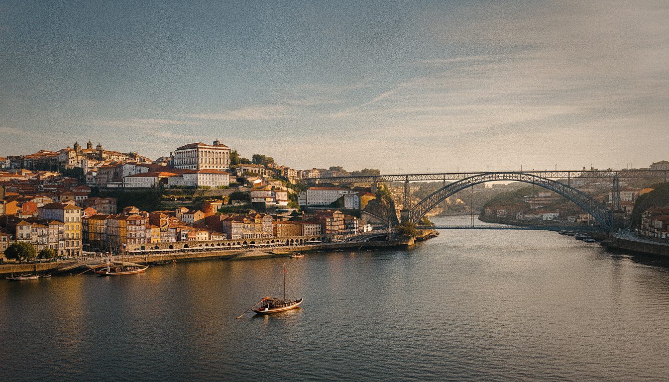 Vue sur les toits colorés de Ribeira et le fleuve Douro à Porto