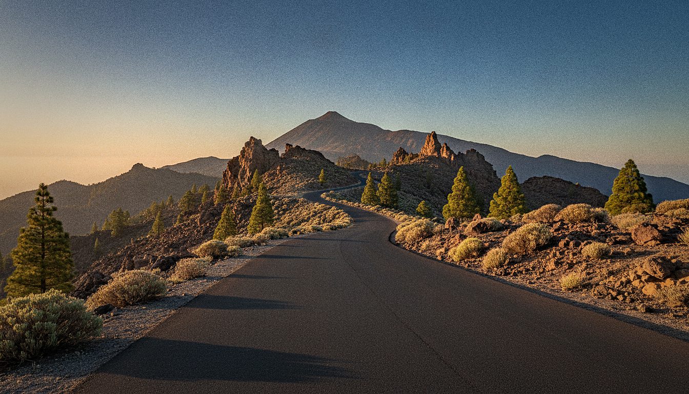 Route de montagne menant au parc national du Teide, à Tenerife